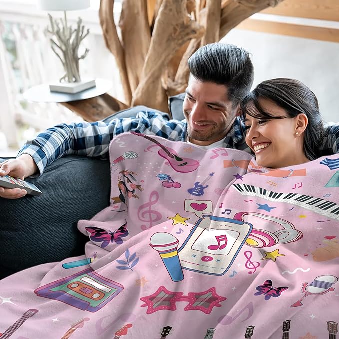 Music Fans Blanket, Flannel Purple Blanket, Singer Gifts for Sofa Bedding Music Fans Party, Singer Throw Beding 50"*60"