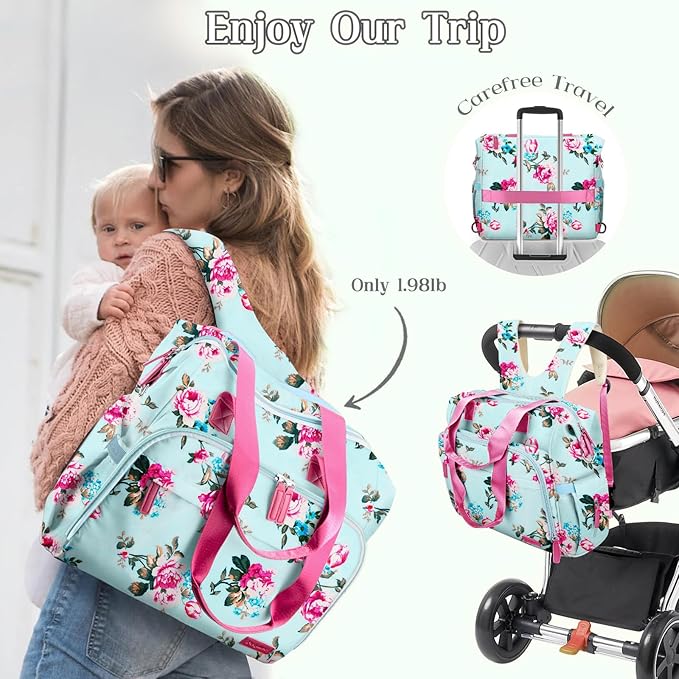 Diaper Bag Backpack, Mommy Travel Diaper Bag Tote with Shoulder Strap, Hospital Bag, Weekender Baby Bag for Mom