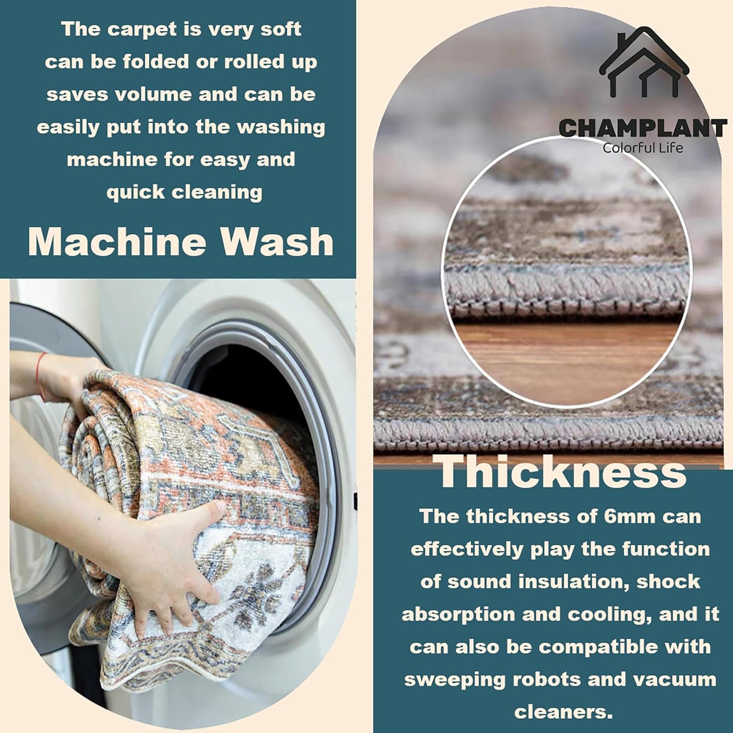 9x12 Washable Area Rug Medallion Distressed Design Boho Medallion Non-Shedding Easy Care Ideal for High Traffic Areas in Living Room Bedroom Kitchen Office Coffee Table Large Carpet