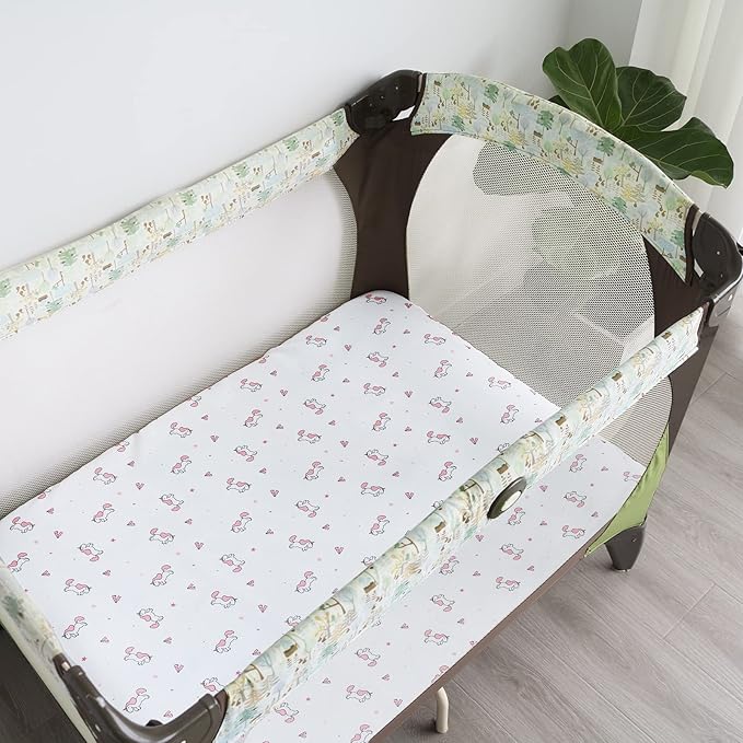 Pack and Play Sheets, Pack n Play Sheets | Mini Crib Sheets 4-Pack, Ultra Soft Pack n Play Mattresses Sheets Compatible with Graco Pack n Play, Soft and Breathable Material, Pink
