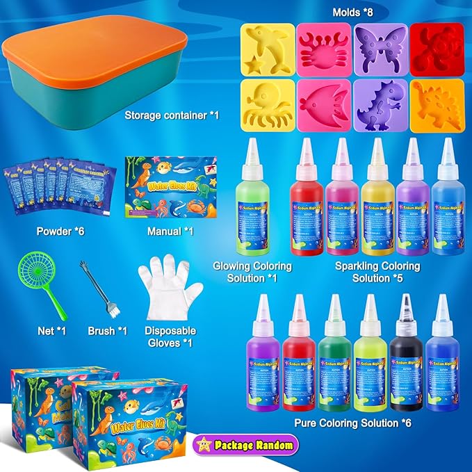 Kacwsoay Magic Water Elf Toy Kit for Kids - Water Pets with 12 Colors - DIY Squishies Maker Crafts Birthday Gifts for Boys and Girls