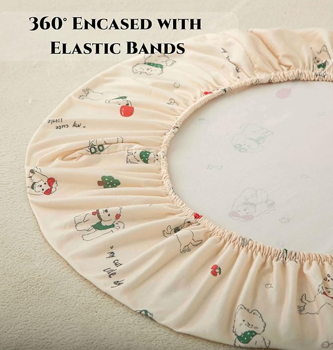 SDY Dog Bassinet Sheets Boys Girls,Fit for Rectangle, Round, Oval, Hourglass Mattress, Flexible for Different Bassinet Pad/Mattress 2 Pack 32 * 16 * 4 inches (Dog)