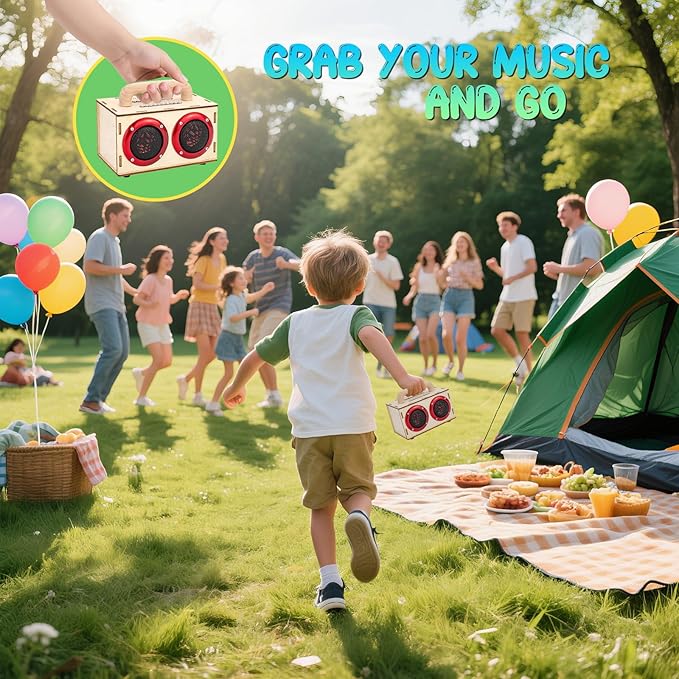 DIY Bluetooth Speaker Kit with LED Lights & Colored Pencils - STEM Building Science Kit for Kids Ages 8-14, Electronic Engineering Project Kit, Creative Gift for Teen Boys & Girls Age 9 10 11 12 16