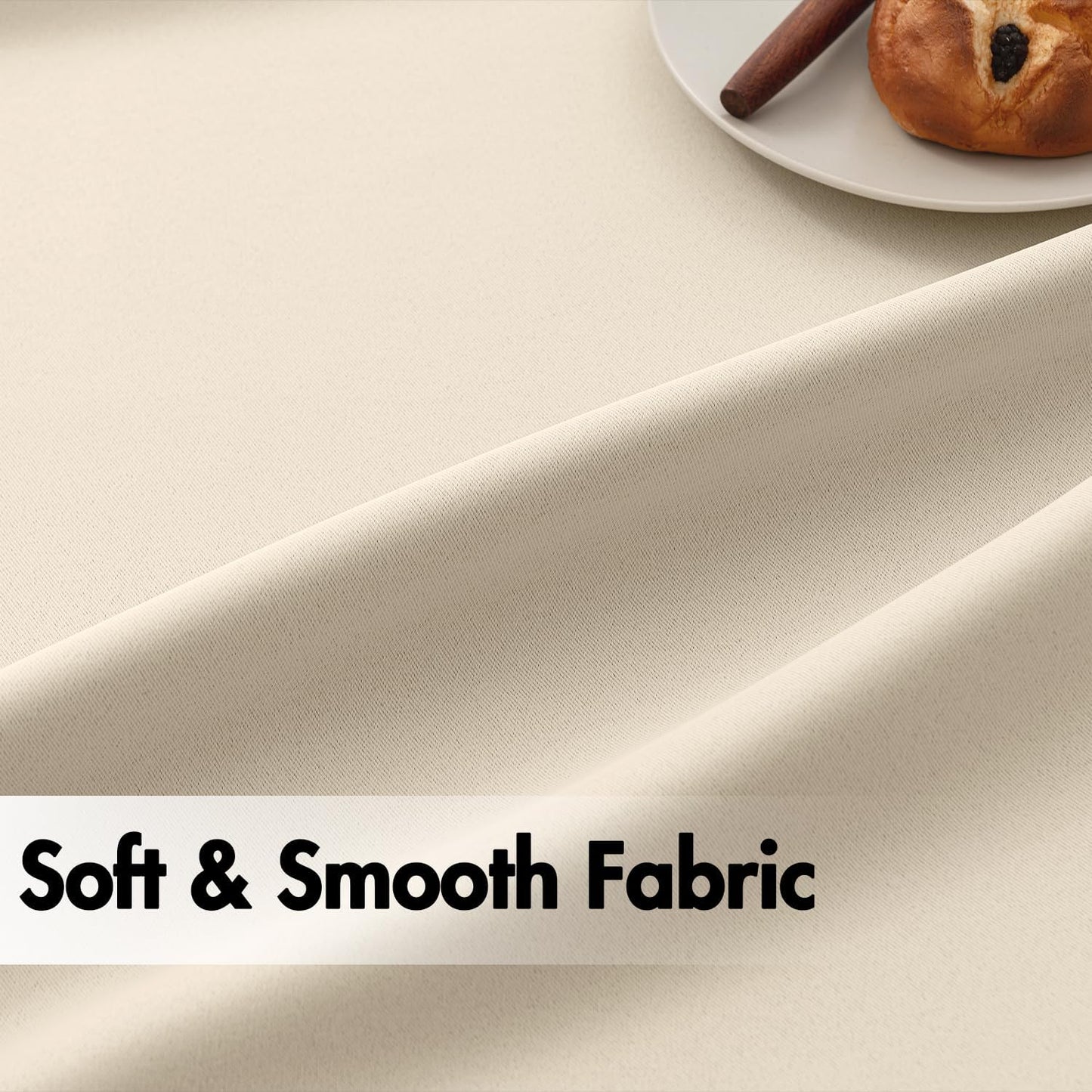 ANRODUO Back Tab Blackout Curtains for Bedroom Living Room, Rod Pocket Pinch Pleated Thermal Insulated Room Darkening Curtains 63 Inches Long 2 Panels, Cream Beige, 42 x 63 Inch