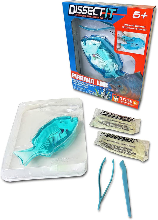 Dissect-It Simulated Synthetic Lab Dissection Toy, STEM Projects for Kids, Animal Science, Biology, Anatomy Home Learning Kit, Piranha