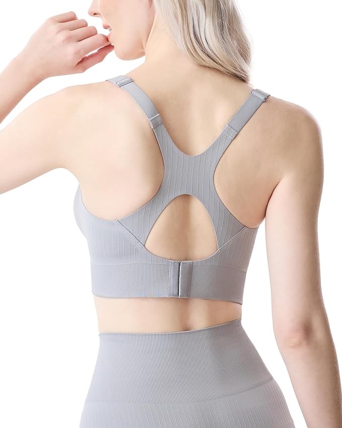 Momcozy Nursing Bras for Breastfeeding, Ribbed Maternity Bra with Racerback, Soft Stretchy Nursing Sports Bra for Yoga