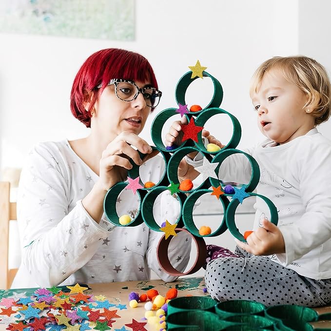 JULBEAR Colorful Glitter Star Foam Sticker, 300Pcs Stars Shapes Glitter Self Adhesive Foam Stickers for Kids Party Favors Toddler DIY Crafts Supplies Home Decorations