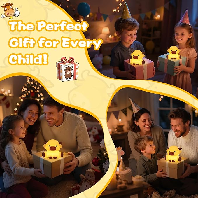 Highland Cow Lamp, Dimmable Silicone Touch Night Light, Soft Glow Bedside Lamp for Bedroom or Desk Decor, Highland Cow Gifts, USB Powered with Gentle Illumination