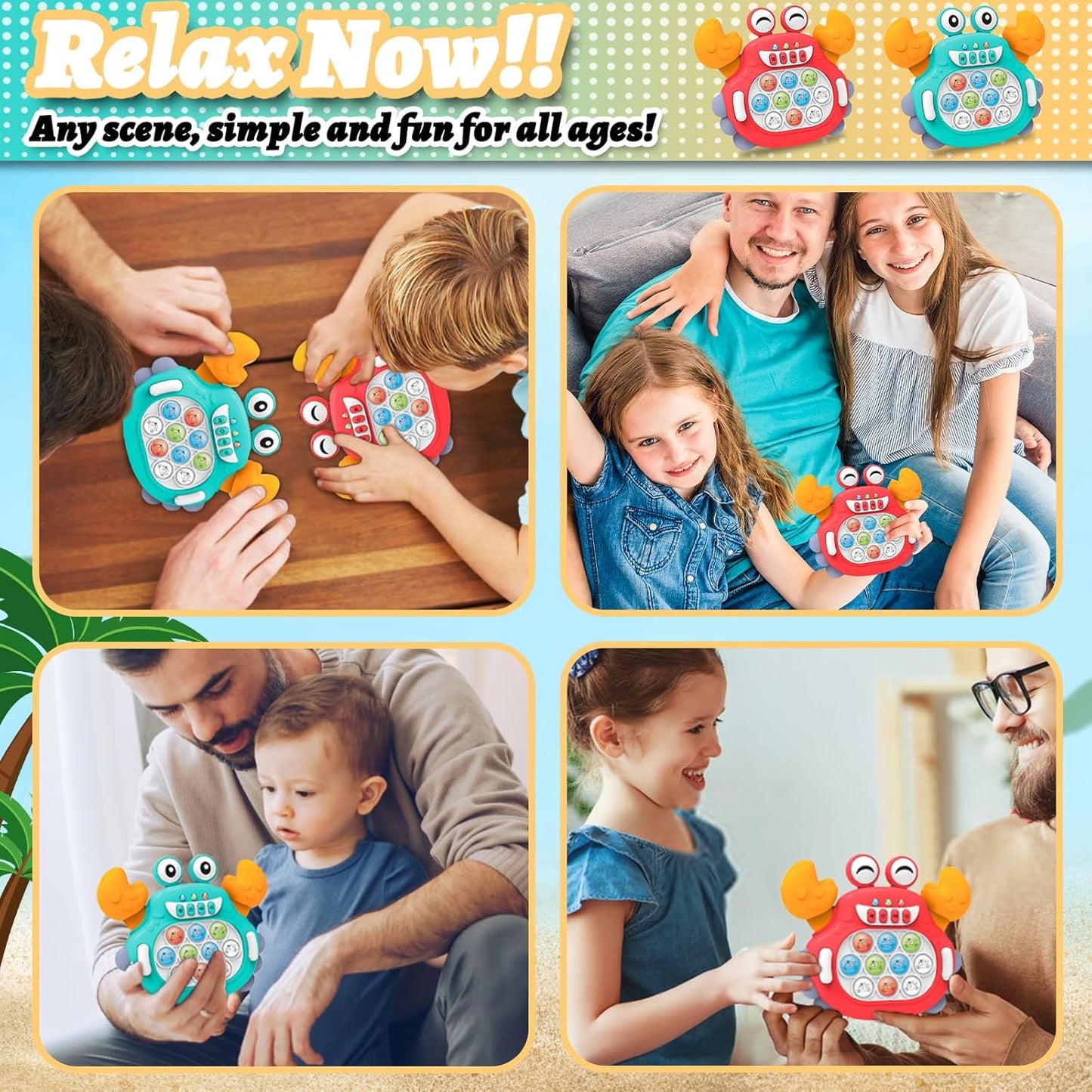 Fast Push Game, Pop Bubble Fidget Toy Quick Push Light Up Popping Game Toys for Ages 4-12, Birthday Gifts for Boys & Girls & Teens