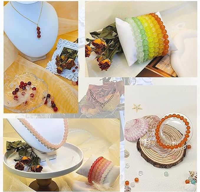 ambitieux DIY Bracelet and Jewelry Making Kit – 350+ Pcs 8mm Glass Beads with Elastic String – Perfect for Handmade Bracelets and Accessories (Crackle Glass) DIY