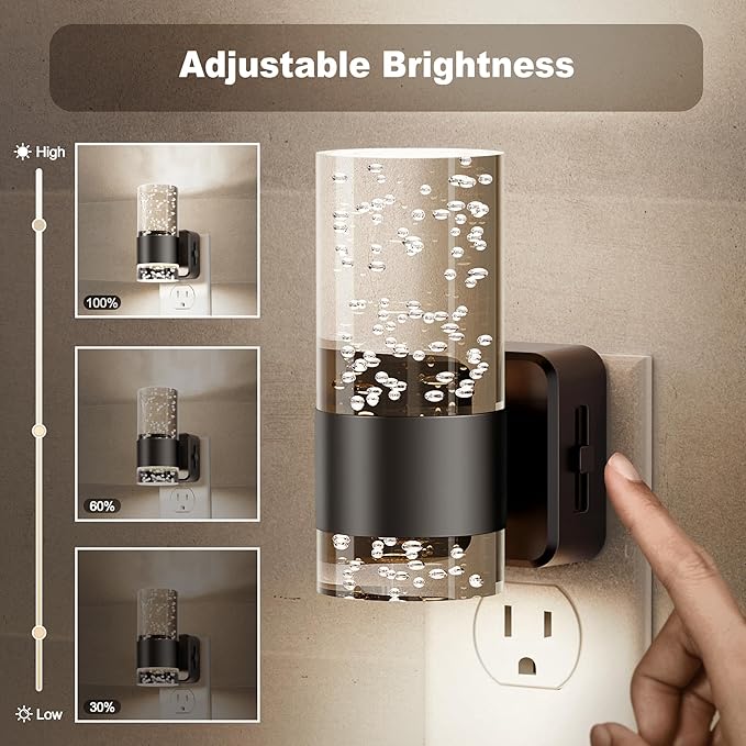 JandCase Night Light, Night Lights Plug into Wall,LED Nightlight with Adjustable Brightness, 5000K，Automatic Night Light Plug in with Auto Light Sensor for Bathroom Hallway Room Decor