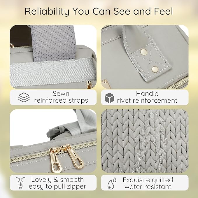 AIJIEKE Diaper Bag, Large Wide-Open Baby Diaper Backpack, Multi-functional Baby Travel Tote Bag, Diaper Bag with Changing Pad, Diaper Bags for Mom & Maternity (Grey)