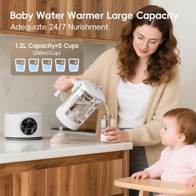 Baby Bottle Warmer, Baby Milk Warmer Glass Electric Kettle Boil, Formula Maker with Night Light, Accurate Temperature Control for Formula, Water Warmer instantly Low Noise Breastmilk,Boil Coffee,Tea