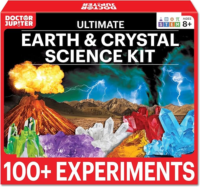 Doctor Jupiter STEM Earth Science Experiment Kit | Crystal Growing, Erupting Volcano Chemistry Set with 100+ Experiments | Learning & Educational Projects 7-8-9-10-11-12 Year Old