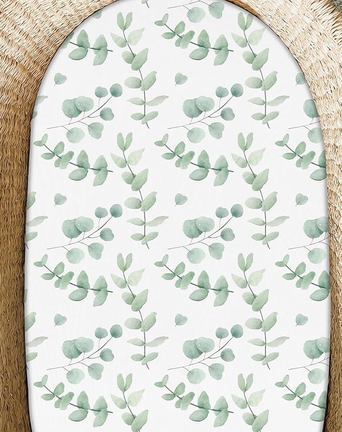 Bassinet Sheets for Baby Girls Boys 2 Pack, Fitted Baby Mattress Sheet for Rectangle, Oval, Hourglass Bassinet Mattress, Breathable Cozy & Universal Fit (Bunny Meadow)