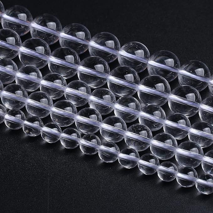 10MM 38PCS Natural Clear White Crystal Quartz Gemstone 3A Grade Round Loose Beads for Jewelry Making DIY Bracelet 1 Strand 15''