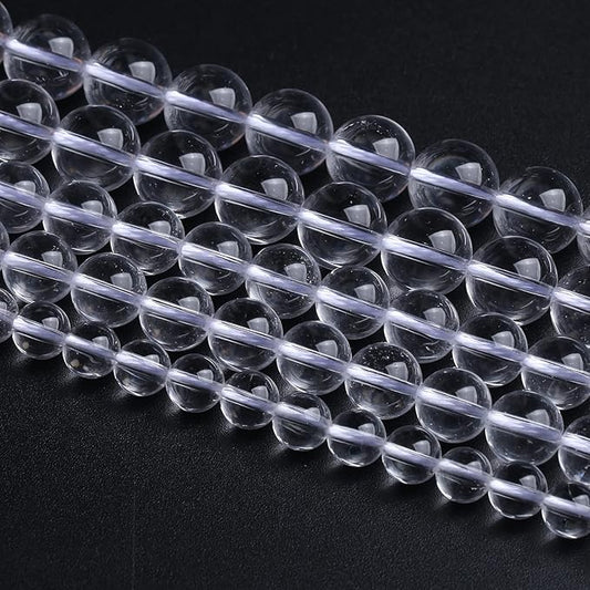 10MM 38PCS Natural Clear White Crystal Quartz Gemstone 3A Grade Round Loose Beads for Jewelry Making DIY Bracelet 1 Strand 15''