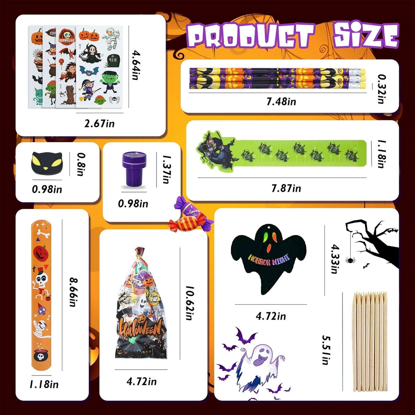 192Pcs Halloween Favors Stationery Gift Set, Trick or Treat Gifts for Kids, 24 Pack Halloween Party Favors for Kids Classroom Prizes Bulk Halloween School Supplies Goodie Bag Stuffers Fillers.