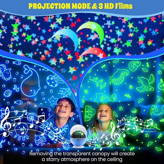Night Light Projector, Night Light for Kids, Star Projector, 54 Light Color 360 Degree Rotation Kids Night light, Rechargeable Lamp for Bedroom, Light Projector Birthday Christmas Gifts for Boys Girls
