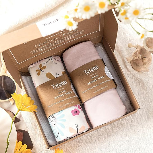 Bedside Sleeper Bassinet Fitted Sheets 33x20 for Maxi COSI Iora, Koola Baby, Baby Joy, Angelbliss, Kidsclub Bedside Bassinet - Buttery Soft Sheets, 2 Pack