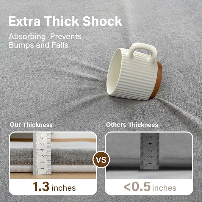 Baby Play Mat for Floor,1.3" Thick Soft Foam Playpen Mat with Removable Washable Cover,Waterproof & Anti-Slip 50" x 50" Nursery Rug for Tummy Time,Kids Crawling Mat for Toddlers Infant,Grey