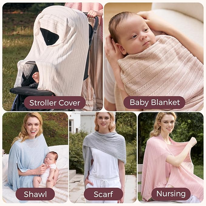 Momcozy Ultra-Light Nursing Cover for Breastfeeding, Soft Breathable Tencel™ Lyocell Fabric, Multi-Use Feeding Shawl, Newborn Essentials Must Haves(Shallow Brown)