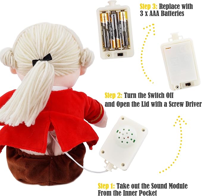 June Garden Sweet Dolly Amadeus Mozart - Master of Classical Music - Interactive Music Playing Stuffed Ultra Soft Baby Doll for Birth and Up