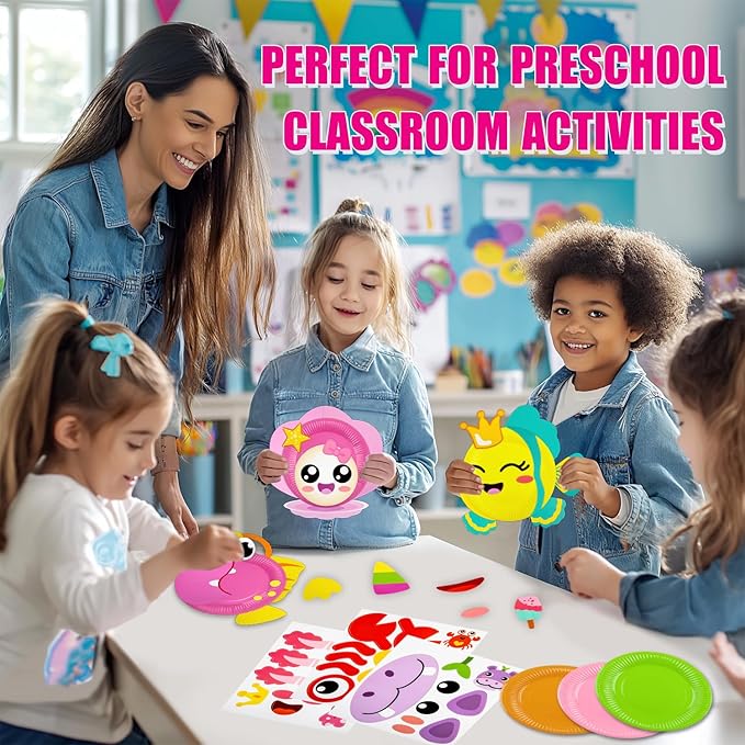 16 Pack Arts and Crafts for Kids, Toddler Crafts Animal Paper Plate Art Kit Gift for 3 4 5 6 Year Old Boys Girls DIY Kids for Birthday Party Favor Preschool Classroom Party Games