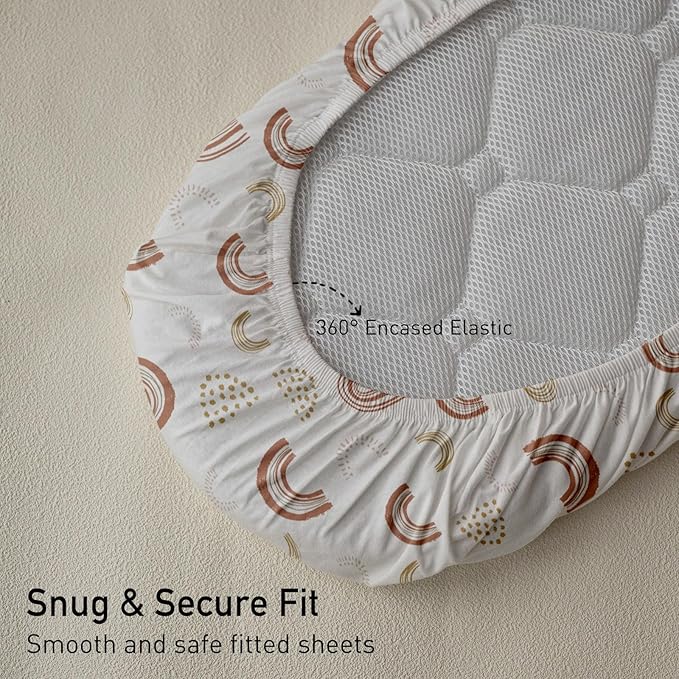 Gllquen Baby Bassinet Sheets 2 Pack, 100% Organic Cotton Bassinet Fitted Sheets for Girls Boys, Soft & Breathable Unisex Baby Mattress Sheet for Standard Bassinets 33"x17"(Khaki)