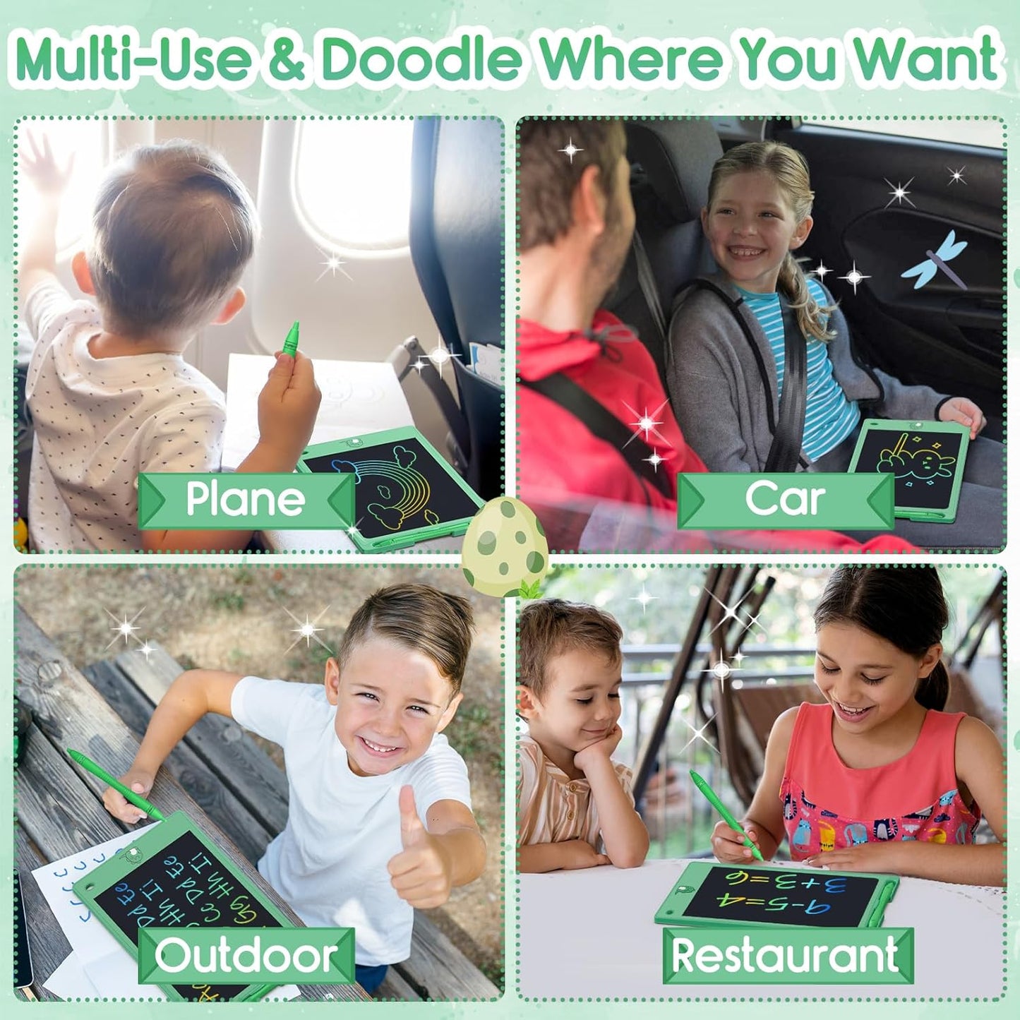 FLUESTON Toys LCD Writing Tablet Toddler,Toys for Boys Girls 3 4 5 6 7 8year,8.8 Inch 1pcs in 1 Pack Drawing Pad Toy Easter Basket Stuffers for Kids,Drawing Tablet Doodle Board Cute Dinosaur