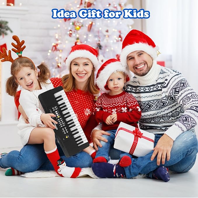 Toy Piano Keyboard for Kids Upgrade Electric Pianos Toys for 3 4 5 6 7 8 Year Old Girls Boys Beginners Keyboards with Microphone Toy for 3+ Year Old Kid Gifts (Black)