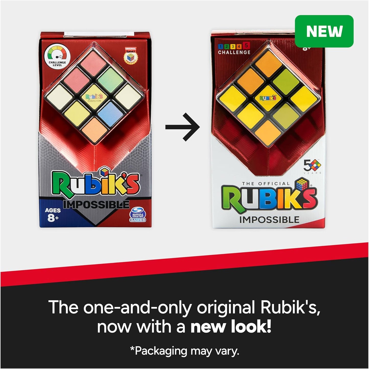 Rubik’s Impossible, The Original 3x3 Cube Advanced Difficulty Classic Color-Matching Problem-Solving Puzzle Game Toy, for Adults & Kids Ages 8 and up