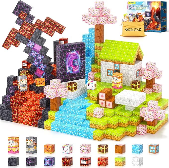 100PCS Magnetic Blocks - 1" Magnetic Building Blocks Toddler Outdoor Toys for Kids Ages 4-8 8-12 Magnet Tiles STEM Sensory Montessori Kids Toys for 3+ Year Old Boys Girls Christmas Birthday Gifts