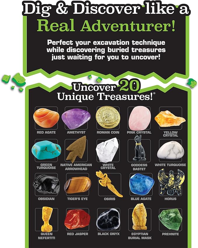 ArtSkills Epic Lab Hidden Treasures Dig Kit - Dig Up 20 Artifacts & Gemstones Science Kit for Kids Gift for Boys and Girls