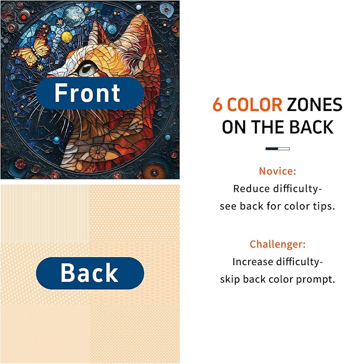 1000 Piece Jigsaw Puzzle for Adults - Stained Glass Style Cat Puzzle with Vibrant Colors and Celestial Design, Perfect for Game Nights and Gift-Giving, Finished Size is 24 x 24 in