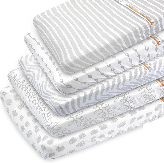 Bublo Baby Changing pad Cover - 5 Pack 100% Organic Jersey Cotton Changing Table Cover - Changing pad Covers - Changing pad Sheets - Changing Table pad Cover Sheets for 32” x 16” Baby Pads