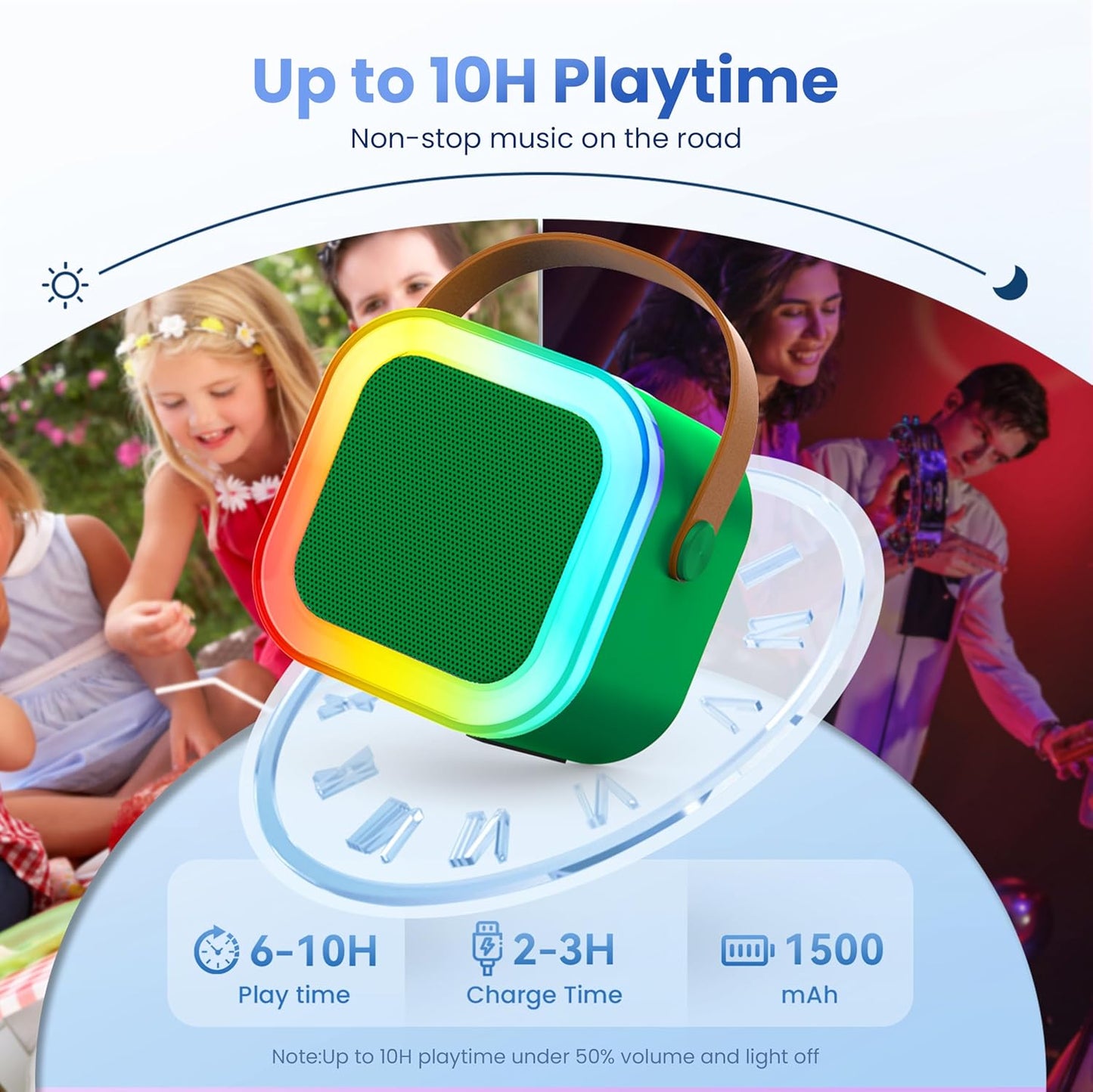 Karaoke Machine for Kids Adults, Portable Bluetooth Mini Karaoke Microphone Singing Speaker Karaoke Player with 2 Wireless Mic, for All Smartphones,Birthday, Family,Home Party (Dark Green)