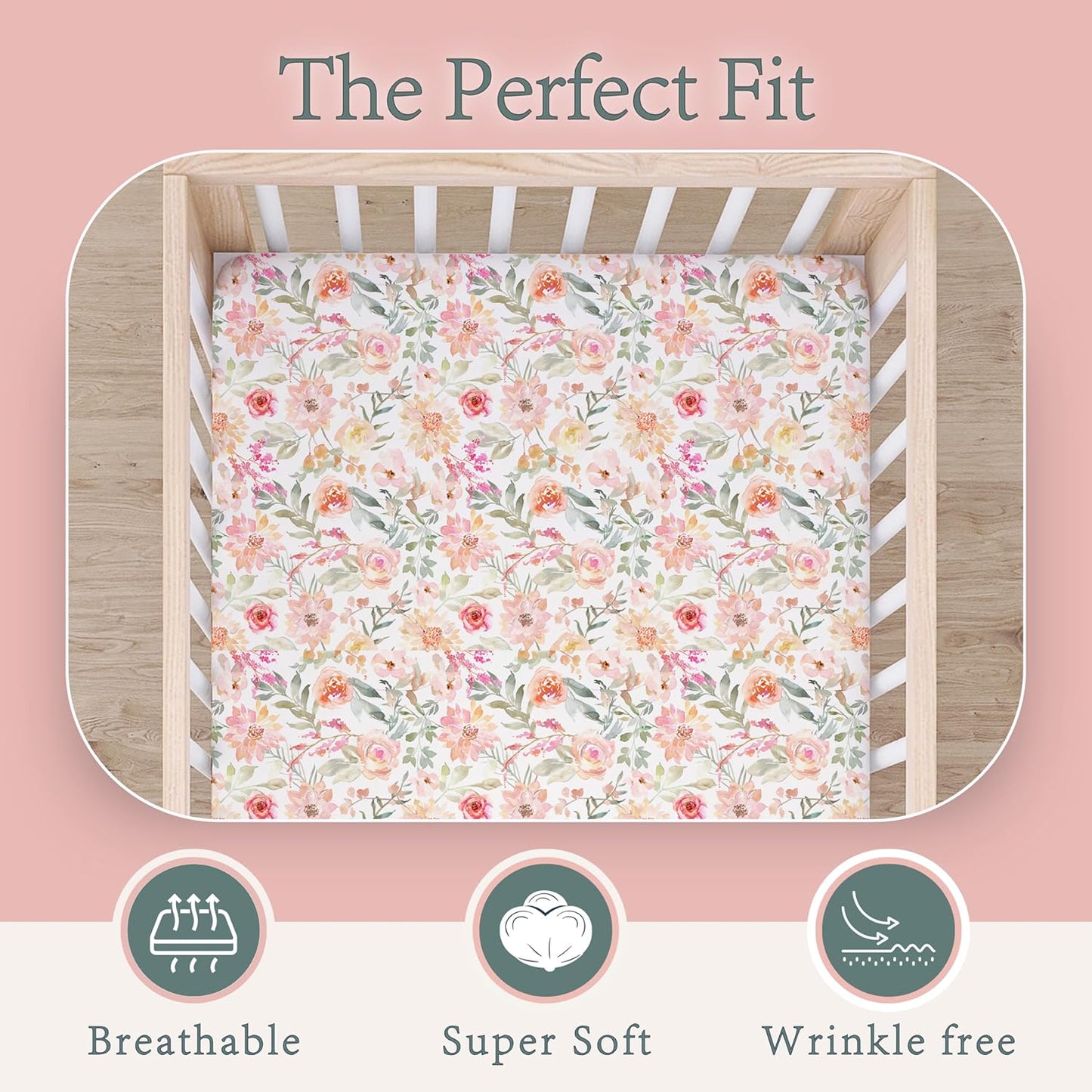 Baby Girls Crib Sheets | 2 Pack Floral Ultra-Soft Bedding for Crib Mattress and Toddler Beds |Blended Cotton Fitted Crib Sheet for Baby Girls Comfort and Elegance by Max&So