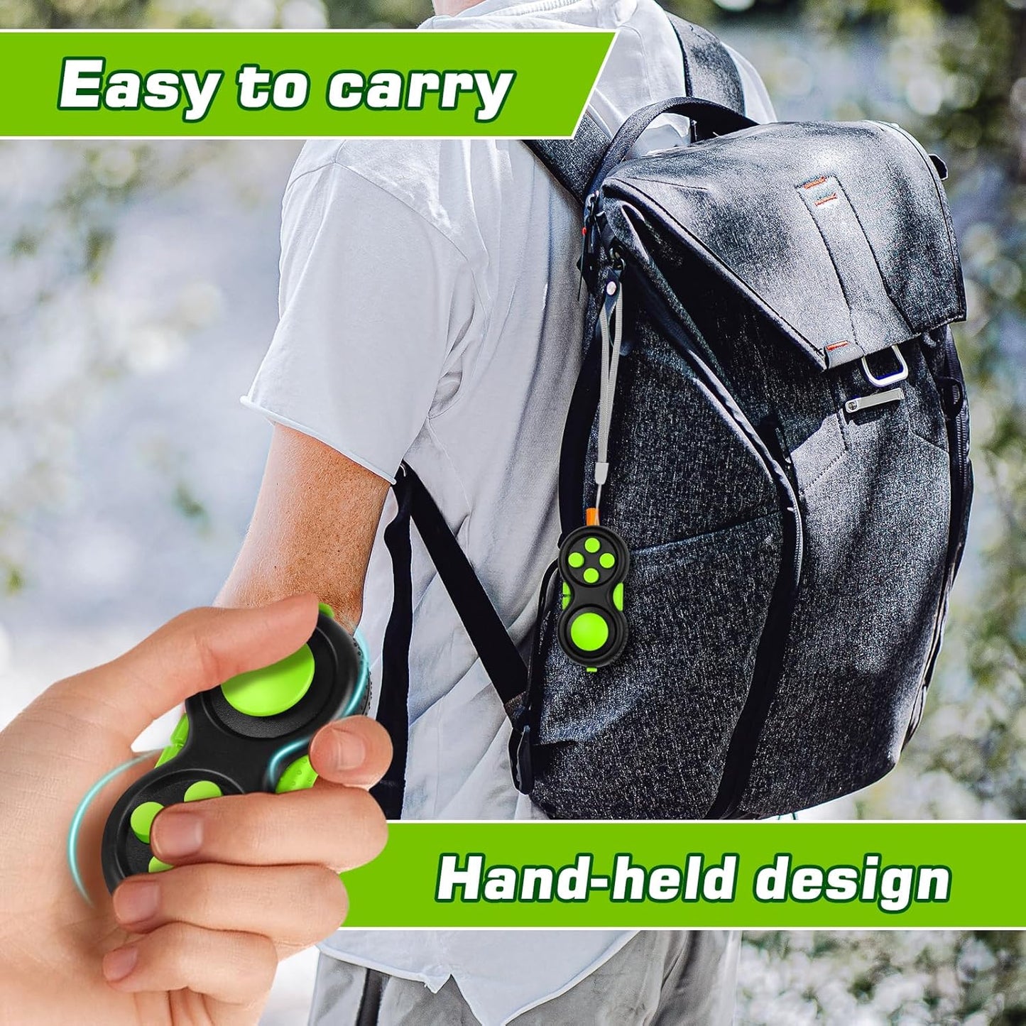 WTYCD Original Fidget Toy Game, Rubberized Classical Controller Fidget Concentration Toy with 8-Fidget Functions and Lanyard - Excellent for Relieving Stress and Anxiety(Green)