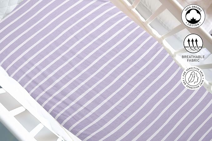 5 Pack Organic Bedside Bassinet Sheets Compatible with Mika Micky, Baby Delight, Dream On Me, AMKE and Other Bassinet Mattress Pads Size Between 17-21 in Width, 29-33 in Length, and 1.5-4 in Thick