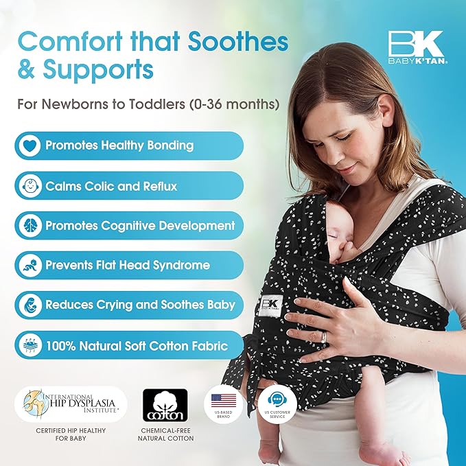Plus-Size Original Baby K'tan Baby Carrier: #1 Easy Pre-Wrapped, Slip-On, No Rings, No Buckles | 5 in 1 Baby Sling Gift | Hands Free Infant Wrap - Newborn to Toddler up to 35lb Women 22-24, Men 47-52