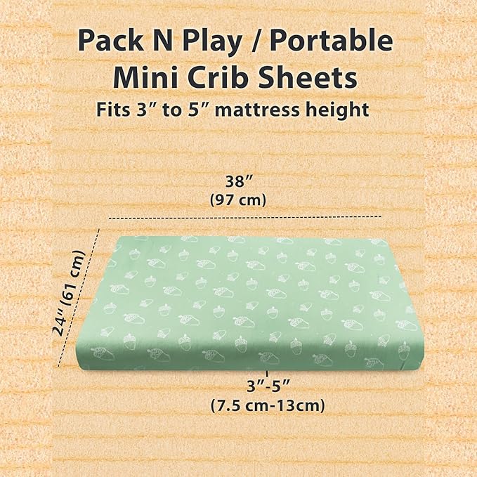 Bublo Baby 100% Organic Cotton 3 Pack and Play Sheets Fitted 38x24 – Soft Breathable Mini Crib Mattress Sheets for Baby, Portable Crib Sheets for Playpen or Travel Crib