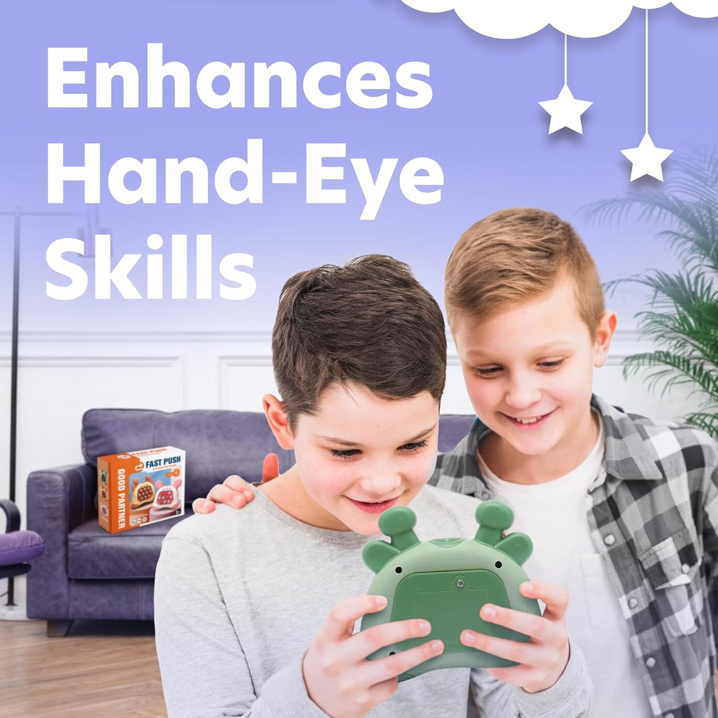 Fast Push Game – Handheld Fidgets Toy with 4 Diverse Game Modes including Multi-Player for Endless Entertainment – Develops Sensory Skills and Trains Memory – Green Deer Pop It Toy for Kids and Adults