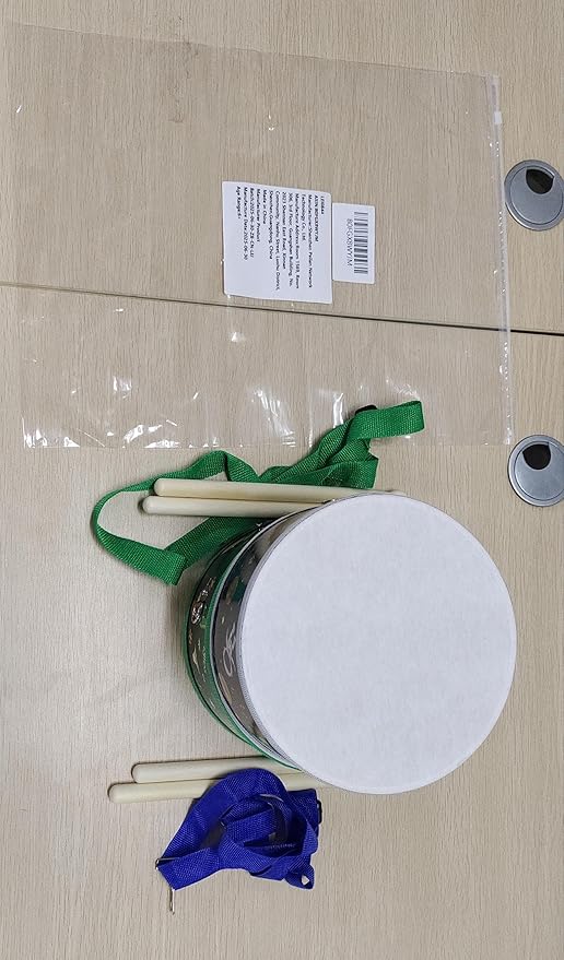 Boao 2 Pcs Kids Drum Set, 8 Inch Toddler Drum Wooden Toy with Adjustable Strap and 4 Drumsticks, Educational Sensory Musical Instrument for Toddlers Kid Baby Boys Girls Gift (Dinosaur,Space)