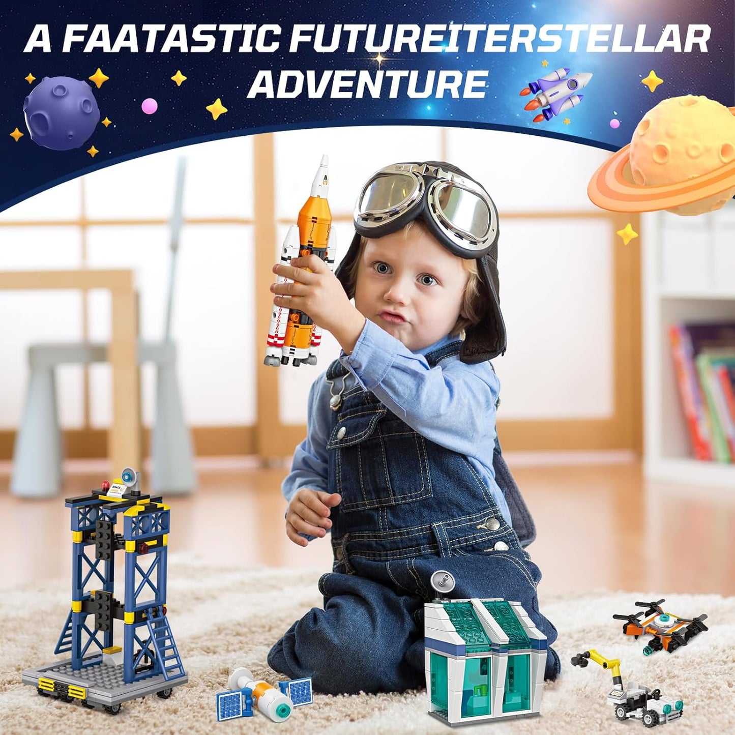 Exploratory Building Blocks Set: 461PCS Rocket, Space Shuttle, Moon Buggy, and Satellite Kit - STEM Learning with Space Capsule - Ideal for 6-12 Year Old Boys