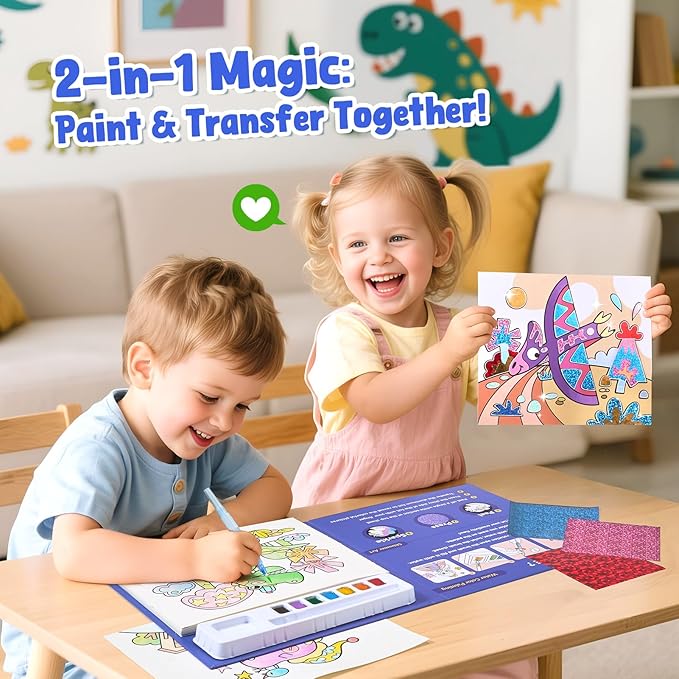 JoyCat Paint with Water Coloring Books, Art & Craft Activity, No Mess Art for Kids Ages 4-8, Craft Kits & Supplies, DIY Creative Activity, Presents for Girls & Boys (Dinosaurs)