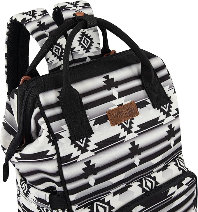 Montana West Wrangler Diaper Bag Backpack Aztec Travel Backpack Purses Western Multi-Function Baby Bags for Mom with Waterproof Insulated Pockets