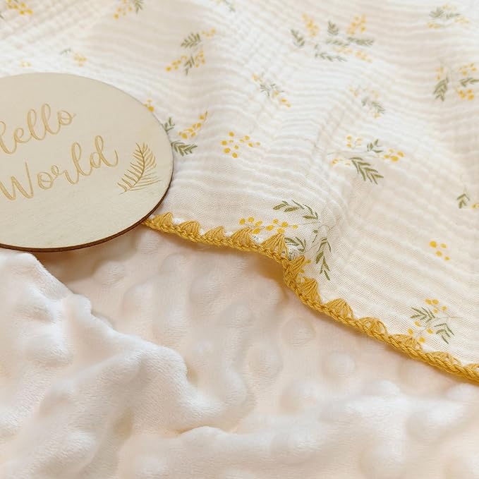 Baby Muslin Thick Blanket Double Layer Soft Neutral Receiving Blanket Crib Bedding 40x40 inch Throw Blanket 40"x40"