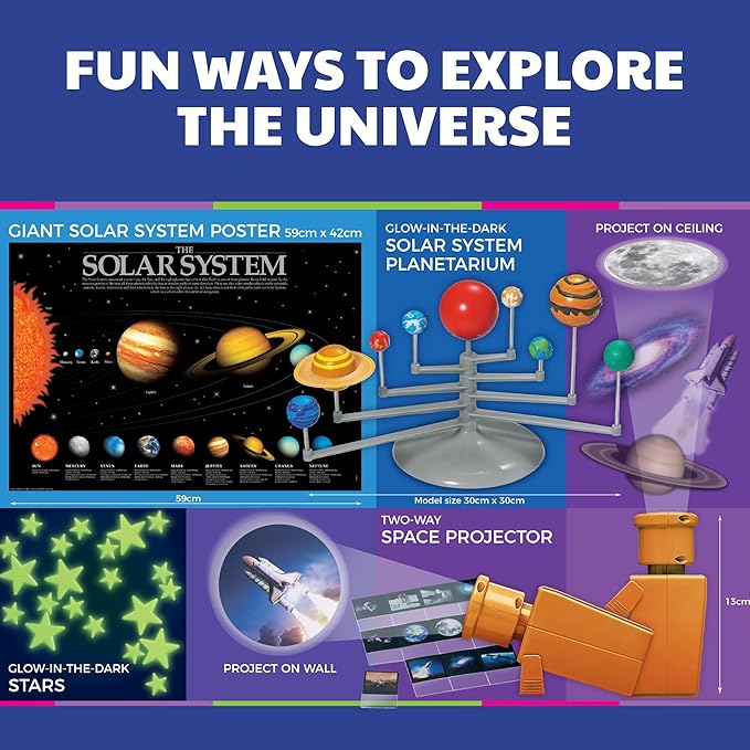 4M - STEAM Space Exploration - Build & Paint Solar System Planetarium Model, Assemble Space Toys Projector with Slides, Includes Glow Stars & Poster - Educational Science Planet Toys Kit, Kids Ages 5+