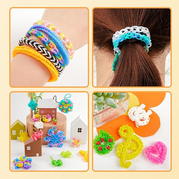 INSCRAFT Rubber Band Refill Kit: 18,950+ Rubber Bands in 37 Colors, S-Clips, Beads, Backpack Hooks, Tassels and More, DIY Friendship Bracelet Making Kits, Christmas Birthday Gift for Kids